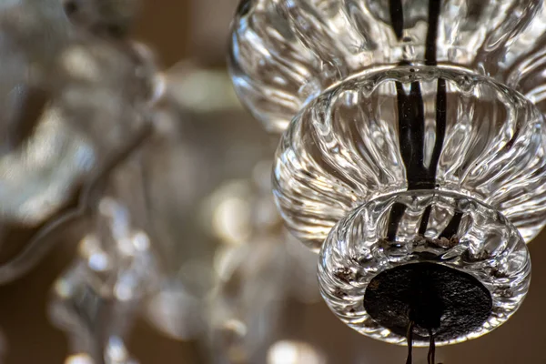Fragment Antique Glass Chandelier Large Crystal Chandelier Close — Stock Photo, Image
