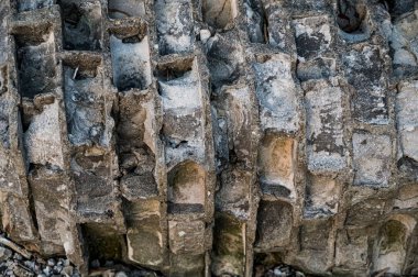 Yıpranmış eski tuğla duvar dokusu. Soyut taş arkaplanı.