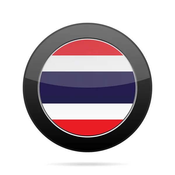 泰国国旗 带阴影的闪亮黑色圆形按钮 — 图库矢量图片