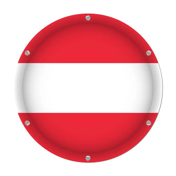 Okrągłe Metalowe Flaga Austrii Sześciu Śrub Przed Białym Tle — Wektor stockowy
