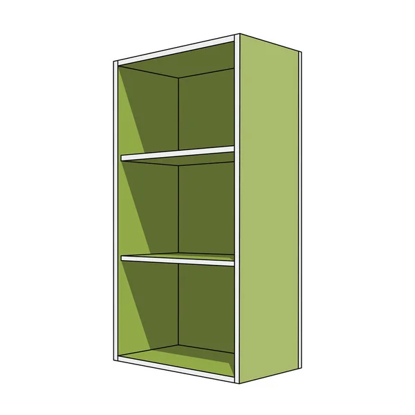 Ilustración Tridimensional Gabinete Aislado Simple Verde Blanco Con Tres Estantes — Archivo Imágenes Vectoriales