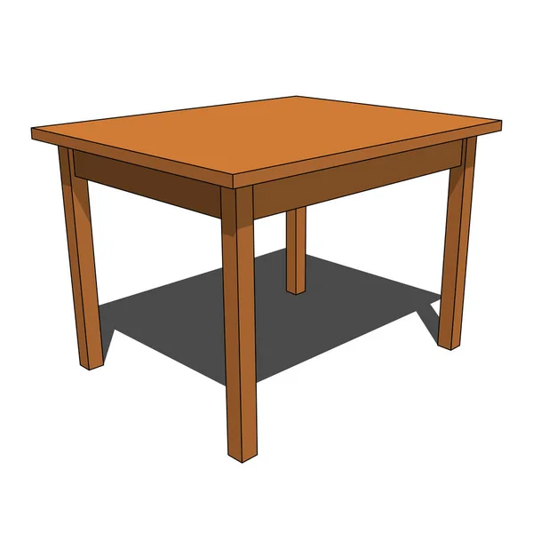 Ilustração Tridimensional Mesa Isolada Marrom Simples Com Sombra Frente Fundo — Vetor de Stock