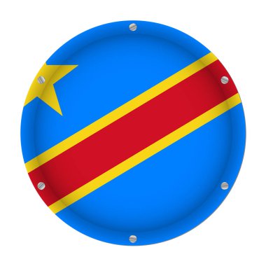round metallic flag - Democratic Republic of the Congo with six screws in front of a white background clipart
