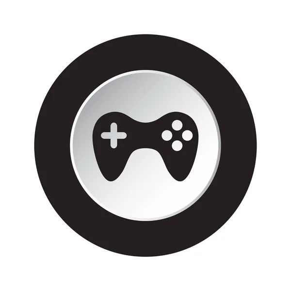 Icône Bouton Rond Isolé Noir Blanc Manette Jeu — Image vectorielle