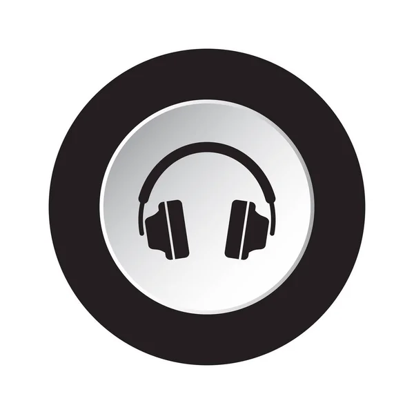 Isolated Black White Button Icon Headphones — Stock Vector