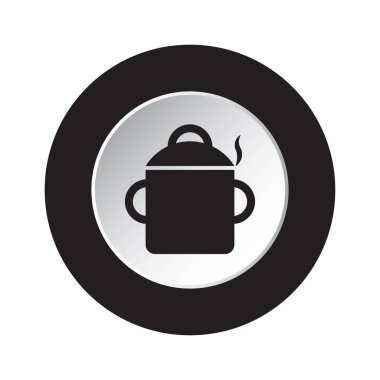 yuvarlak izole siyah beyaz düğme simgesi - duman ile pot pişirme