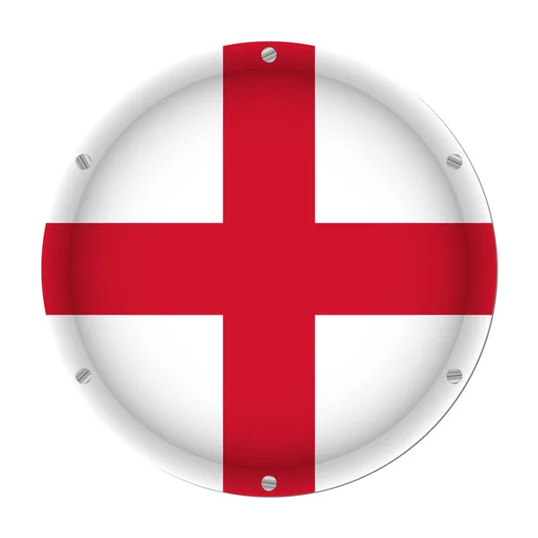 Круглый Металлический Флаг Англии Шестью Винтами Белом Фоне — стоковый вектор