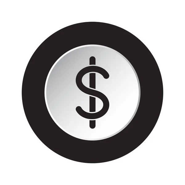 Isolated Black White Button Icon Dollar Currency Symbol — Stock Vector