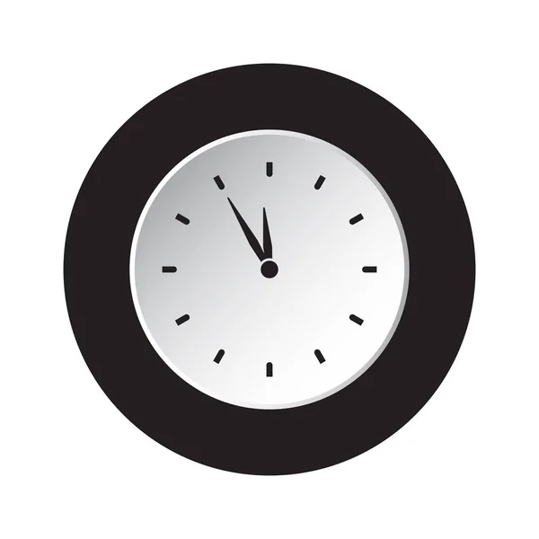 Redondo Isolado Ícone Botão Preto Branco Relógio Última Hora — Vetor de Stock