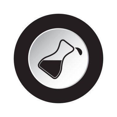 yuvarlak izole siyah beyaz düğme simgesi, bir damla şişesi