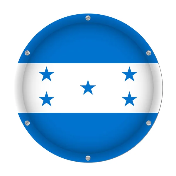 Metallic Flag Honduras Six Screws Front White Background — Stock Vector