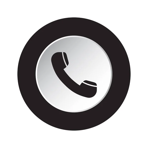 Okrągły Przycisk Czarno Biały Białym Tle Ikona Stare Słuchawki Telefonu — Wektor stockowy