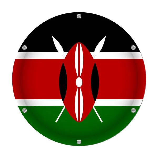 Metallic Flag Kenya Six Screws Front White Background — Stock Vector