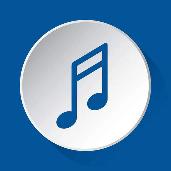 Note Musicale Simple Icône Bleue Sur Bouton Blanc Avec Ombre — Image vectorielle