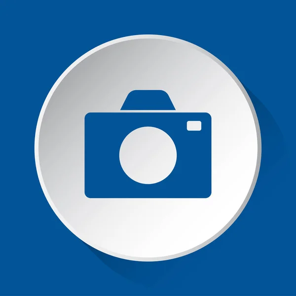 Камера Простая Синяя Иконка Белой Кнопке Тенью Перед Синим Квадратным — стоковый вектор