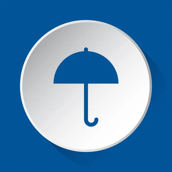 Parapluie Simple Icône Bleue Sur Bouton Blanc Avec Ombre Devant — Image vectorielle