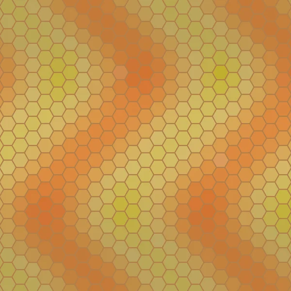 Abstrakta Geometriska Hexagon Grid Bakgrund Illustration Från Nyanser Orange Grönt — Stock vektor