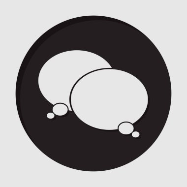 iki beyaz konuşma balonları ve gölge ile bilgi simgesi - siyah daire