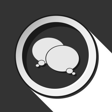 siyah ve beyaz yuvarlak - iki düşünme konuşma kabarcıklar simgesiyle uzun gölge