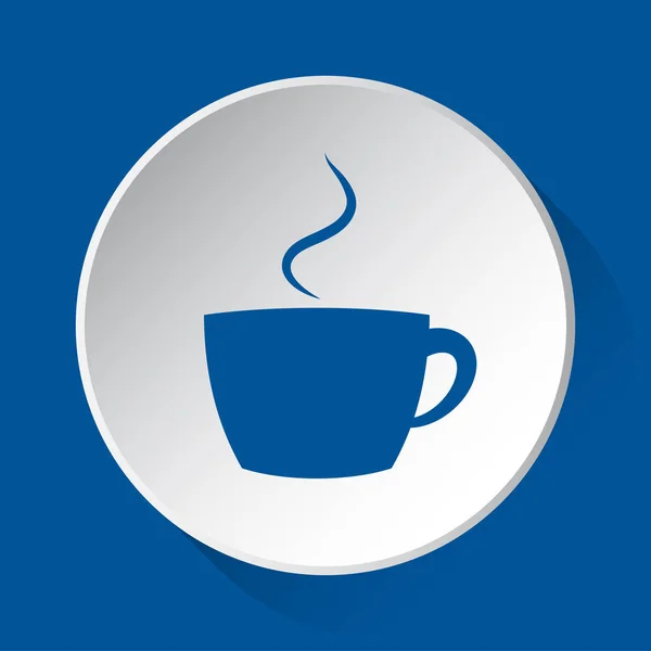 Tasse Avec Fumée Simple Icône Bleue Sur Bouton Blanc Avec — Image vectorielle