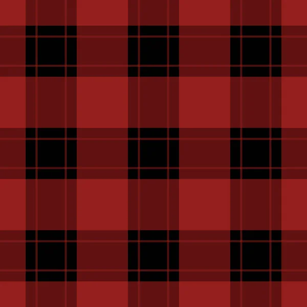 Patrón Sin Costuras Tartán Negro Oscuro Rojo Brillante Mantel Con — Vector de stock