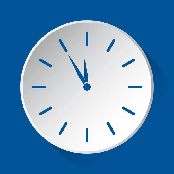 Relógio Última Hora Ícone Azul Simples Botão Branco Com Sombra — Vetor de Stock