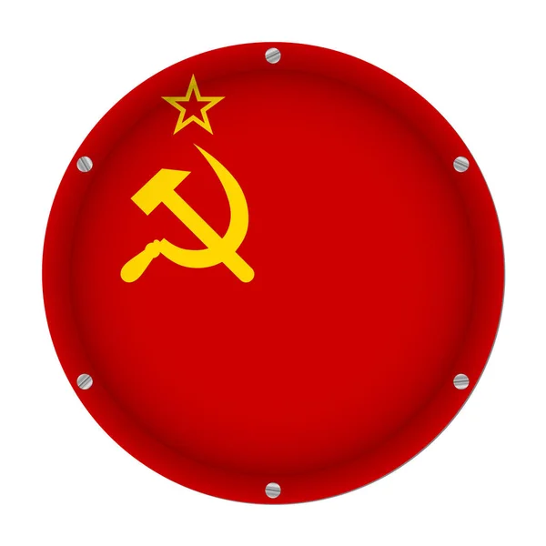 Metallic Flag Soviet Union Six Screws Front White Background — Stock Vector
