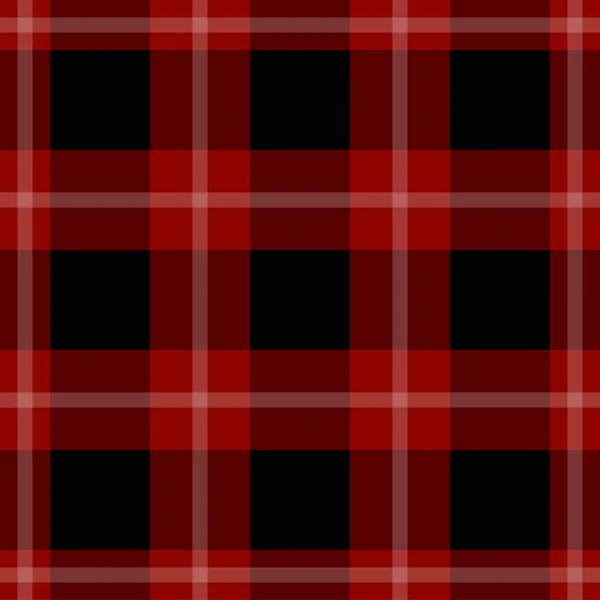 Patrón Sin Costuras Tartán Negro Oscuro Rojo Brillante Mantel Con — Vector de stock