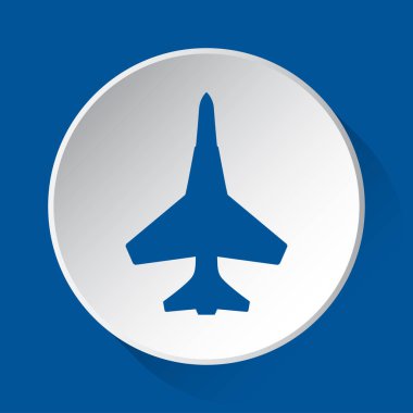 Fighter - mavi simgesine basit: gölgeli mavi kare arka plan önünde beyaz düğmesi