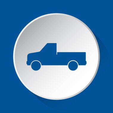 Kafesli döşeme - mavi simgesine basit: gölgeli mavi kare arka plan önünde beyaz düğmesi ile pikap