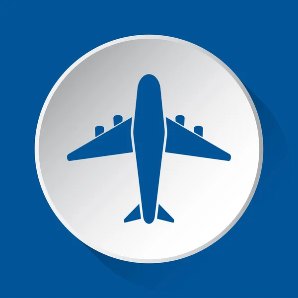 Avion Ligne Avec Quatre Moteurs Turboréacteur Simple Icône Bleue Sur — Image vectorielle