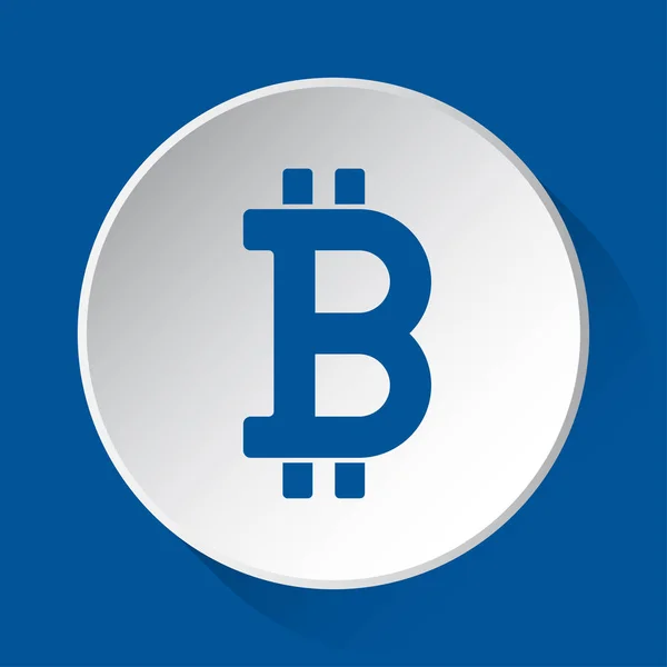 Bitcoin Krypto Valutasymbol Enkel Blå Ikon Vita Knappen Med Skugga Royaltyfria illustrationer