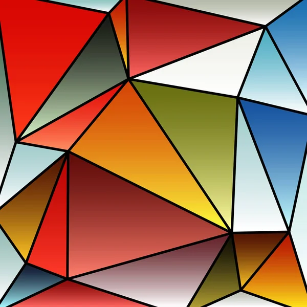 Треугольная Многоцветная Абстрактная Сетка Стекла Черным Контуром Оттенках Красного Синего — стоковый вектор