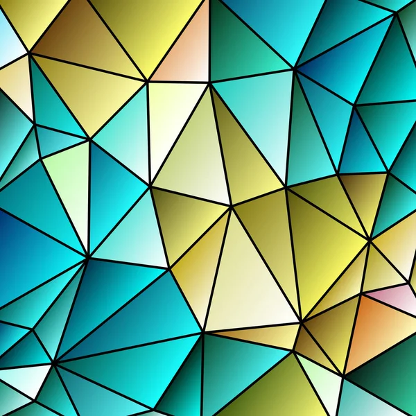 Треугольная Многоцветная Абстрактная Сетка Стекла Черным Контуром Оттенках Лазурного Синего — стоковый вектор