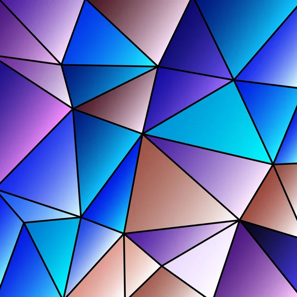 Треугольная Многоцветная Абстрактная Сетка Стекла Черным Контуром Оттенках Синего Фиолетовый — стоковый вектор