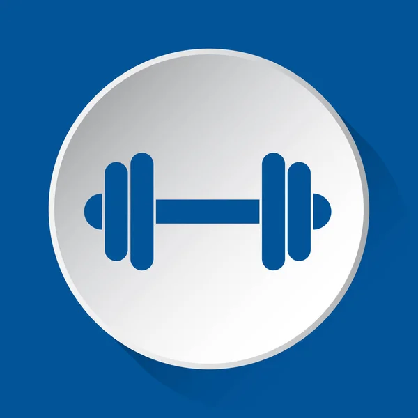 Dumbbell Simple Blue Icon White Button Shadow Front Blue Square — Stock Vector