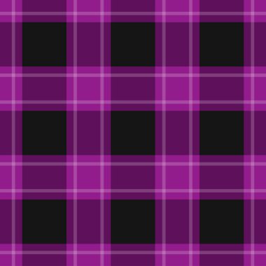 Dikişsiz desen - siyah, karanlık ve parlak mor tartan, beyaz çizgili masa örtüsü