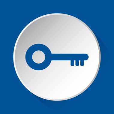 anahtar - mavi simgesine basit: gölgeli mavi kare arka plan önünde beyaz düğmesi