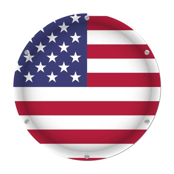 Metallic Flag United States America Six Screws Front White Background — Stock Vector