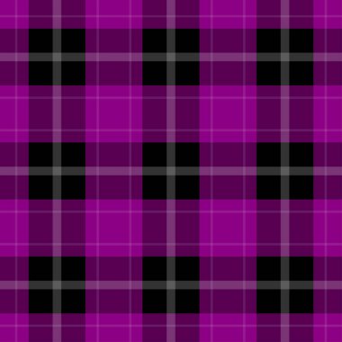 Dikişsiz desen - siyah, karanlık ve parlak mor tartan, beyaz çizgili masa örtüsü