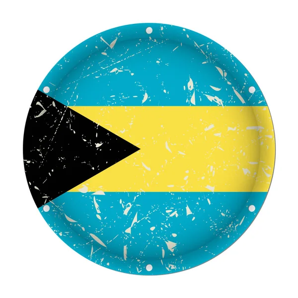 Bahamas Drapeau Rayé Métallique Rond Avec Six Trous Vis Devant — Image vectorielle