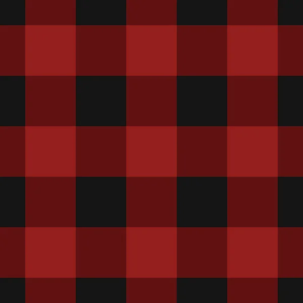 Seamless Pattern Black Dark Bright Red Tartan Tablecloth — Stock Vector