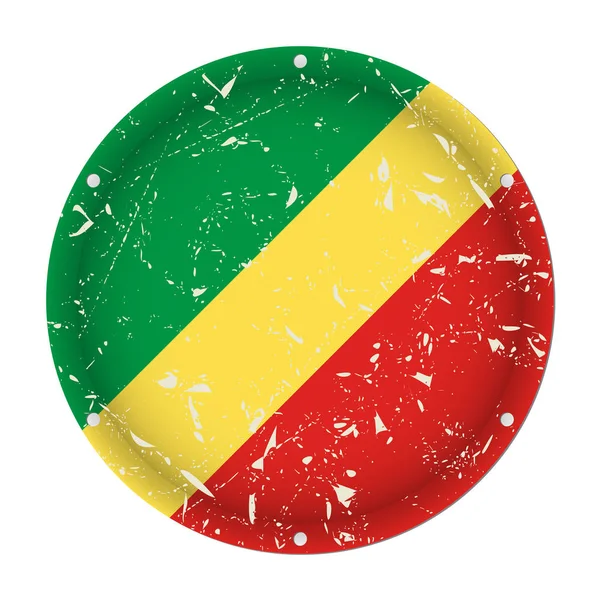 Kongo Cumhuriyeti-metalik çizilmiş bayrak beyaz arka plan önünde altı vida delikleri ile yuvarlak