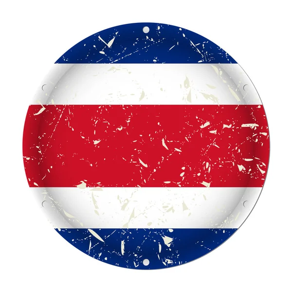 Costa Rica Metallic Scratched Flag Six Screw Holes Front White — Stock Vector