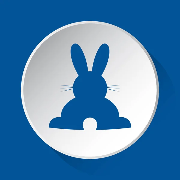 Glückliches Kaninchen Rückansicht Einfaches Blaues Symbol Auf Weißem Knopf Mit Stockillustration