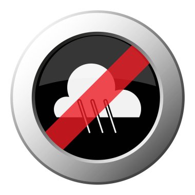 hava tahmini, yağmurlu - ban beyaz siyah ve çapraz kırmızı şerit simgesine yuvarlak metalik basma düğmesi