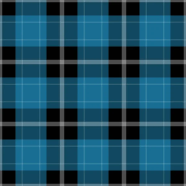 Seamless Pattern Black Dark Bright Blue Tartan Tablecloth White Stripes — Stock Vector