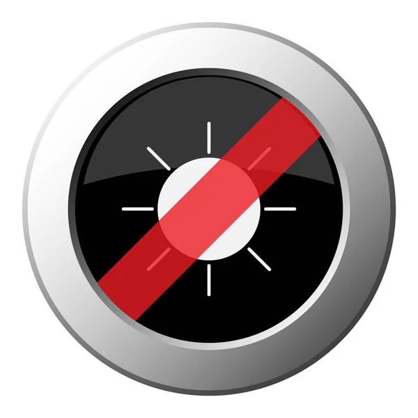 Weather Forecast Sunny Ban Metallic Push Button White Icon Black — Stock Vector