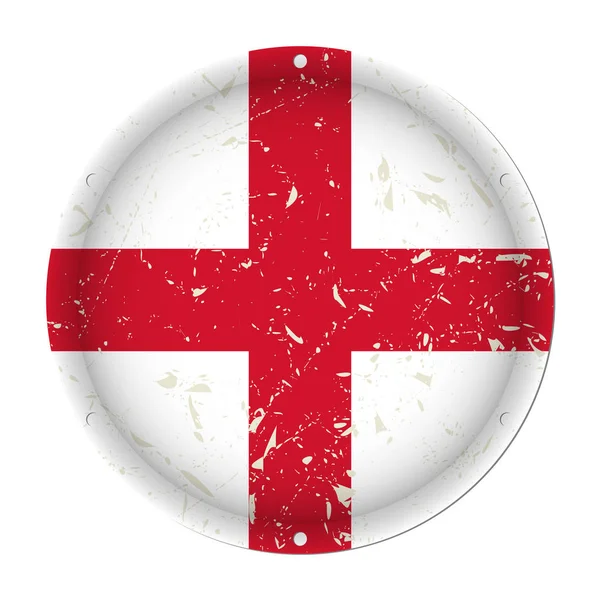 England - yuvarlak metal bayrak, vida deliklerini çizik. — Stok Vektör