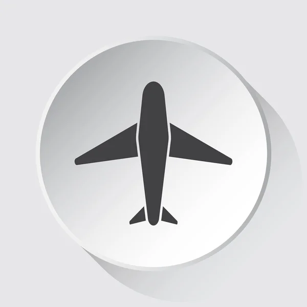 Avion de ligne - simple icône grise sur le bouton blanc — Image vectorielle